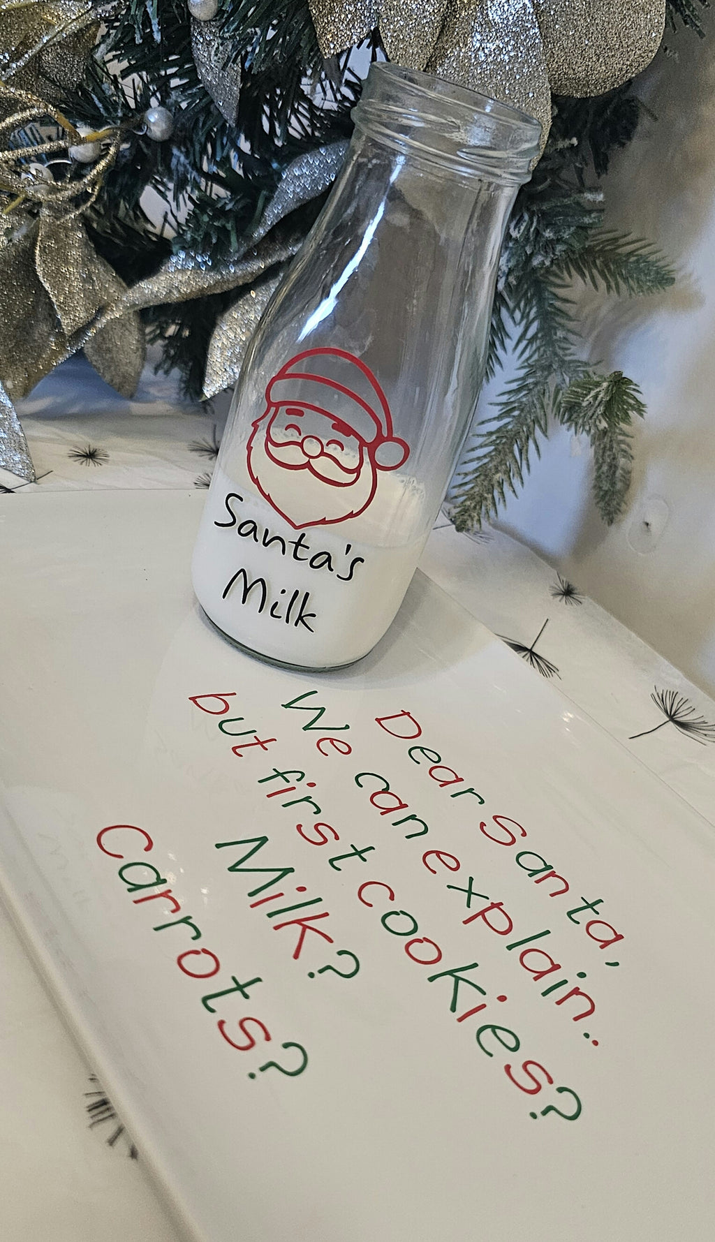 Santa plate with milk bottle
