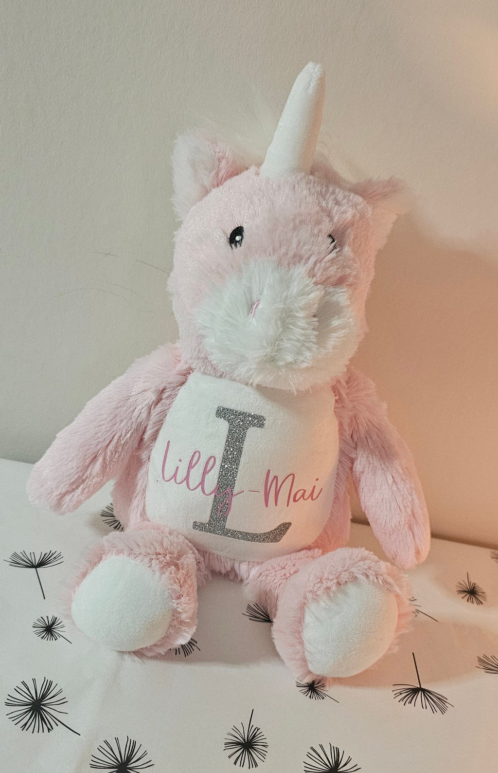 Personalised pink unicorn teddy